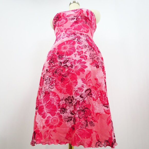 Zinc Strapless Pink Floral Print Dress Tulle Corset Back Flutter Hem M - Picture 12 of 14